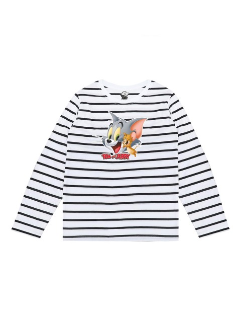 

Tom & Jerry Boys Black Tom & Jerry Striped Round Neck T-shirt