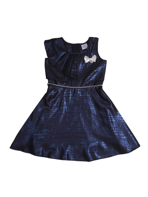 

Doodle Girls Navy Blue Solid Fit and Flare Dress
