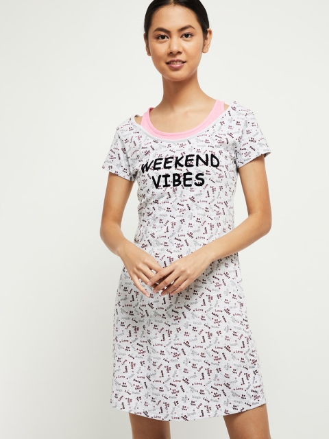 

max Grey Melange Printed Nightdress