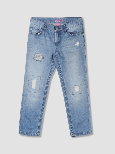

The Childrens Place Girls Blue Slim Fit Mid-Rise Mildly Distressed Jeans