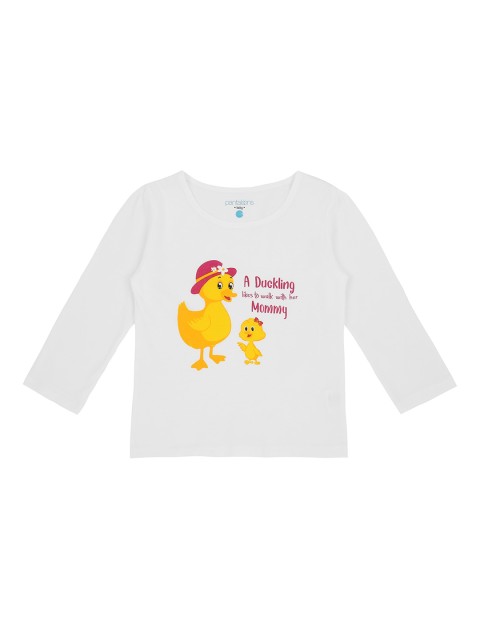

Pantaloons Baby Girls Off-White Printed Round Neck Pure Cotton T-shirt