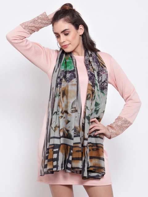 

J Style Women Grey & Black Printed Stole