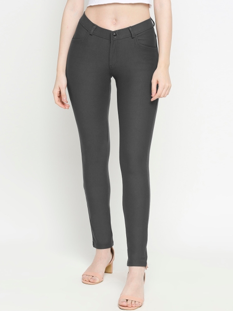 

fungus Women Grey Slim Fit Solid Treggings