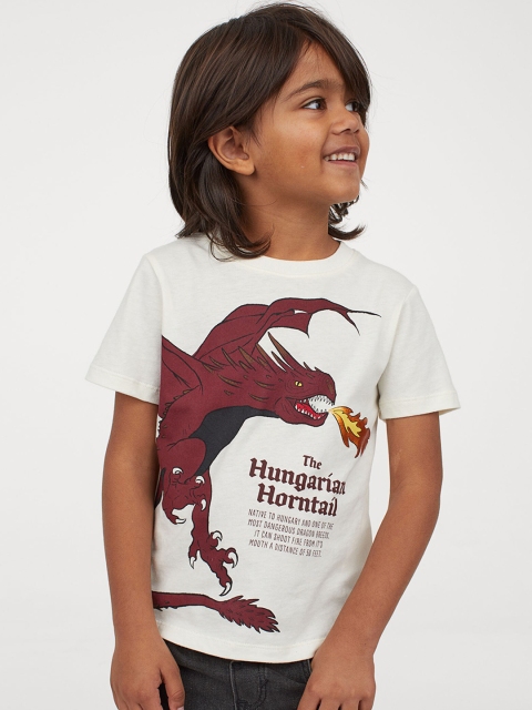 

H&M Boys White & Maroon Printed T-shirt