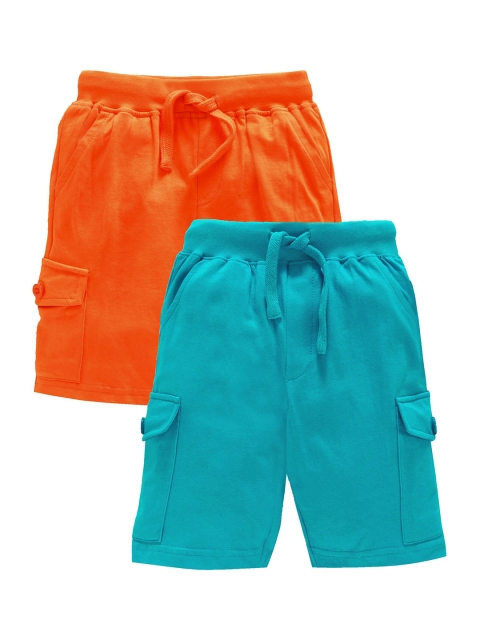 

KiddoPanti Boys Pack Of 2 Solid Regular Fit Cargo Shorts, Blue