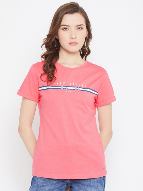 

Octave Women Pink Solid Round Neck T-shirt