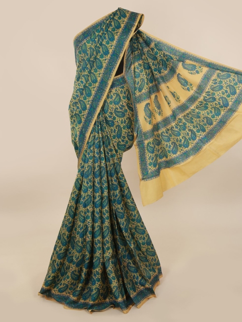

Pothys Blue Pure Silk Printed Bagh Saree