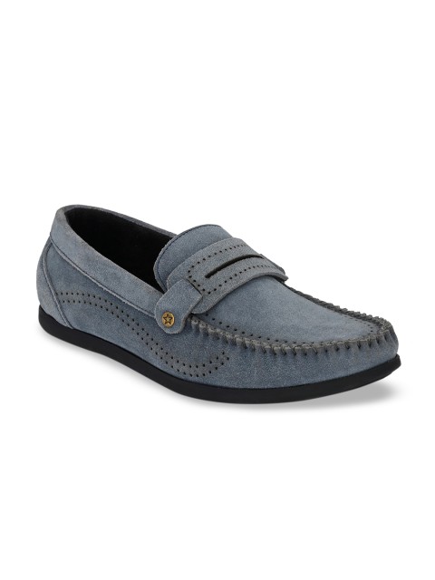 

Ferraiolo Men Blue Textured Leather Loafers