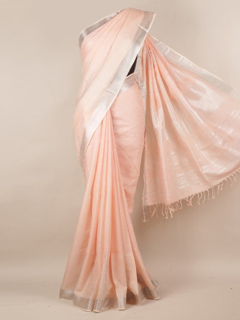 

Pothys Pink Solid Linen Blend Saree