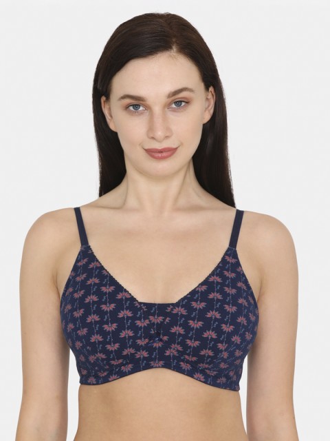 

Zivame Navy Blue & Pink Printed Non-Wired Lightly Padded T-shirt Bra ZI10DPFASH0BLUE