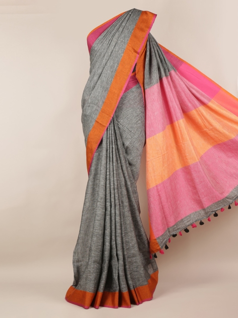 

Pothys Grey Woven Design Linen Blend Saree