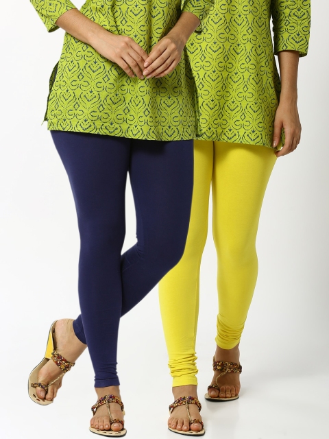 

De Moza Women Pack Of 2 Solid Leggings, Navy blue
