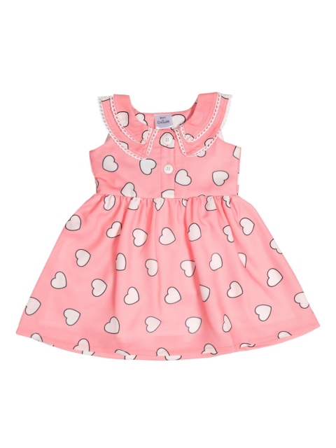 

Doodle Girls Peach-Coloured Printed Fit and Flare Dress