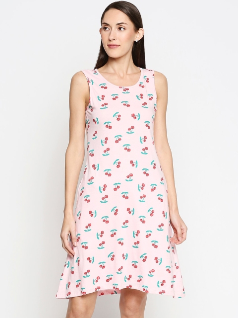

People Women Pink & Red Printed Cotton Sheath Dress