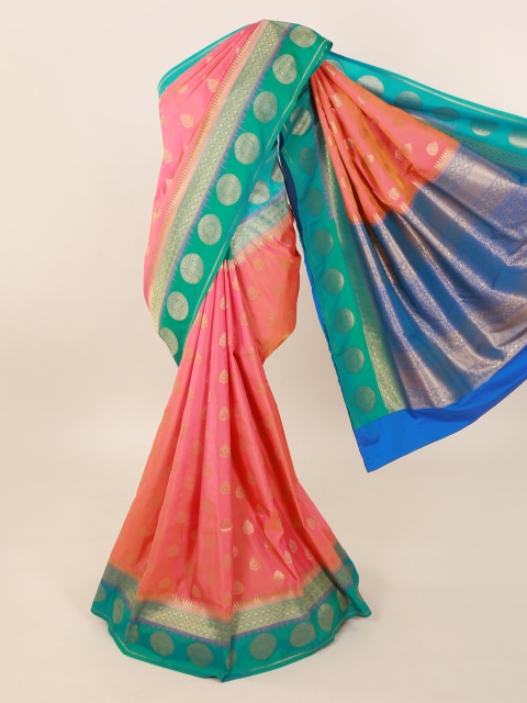 

Pothys Pink & Blue Pure Silk Woven Design Saree