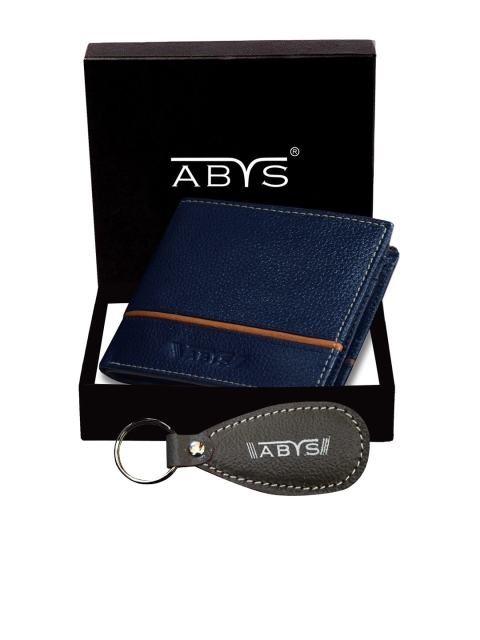 

ABYS Unisex Blue & Grey Leather Accessory Gift Set
