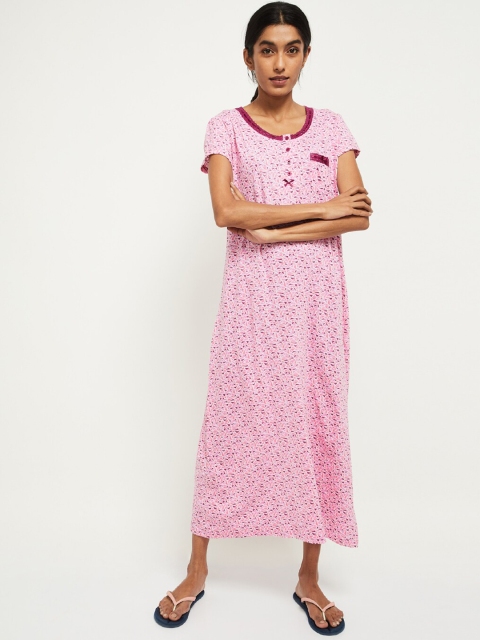 

max Pink & Maroon Printed Nightdress