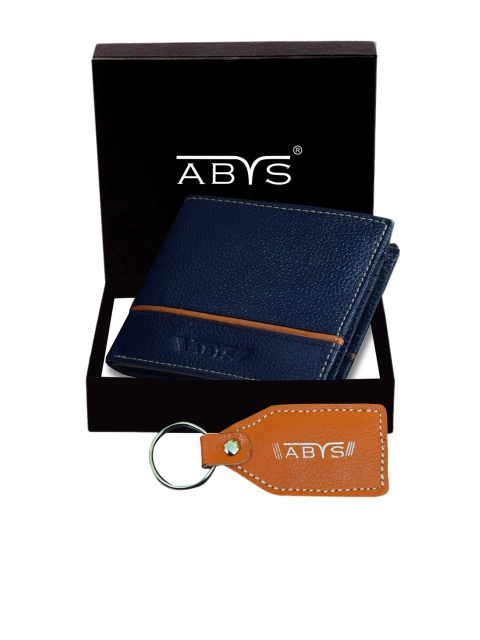 

ABYS Unisex Solid Genuine Leather Accessory Gift Set, Blue