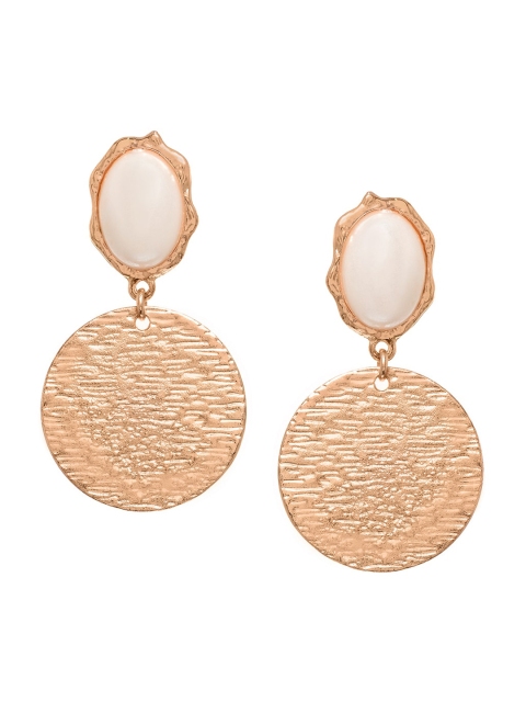 

FabAlley White & Rose Gold-Plated Geometric Drop Earrings