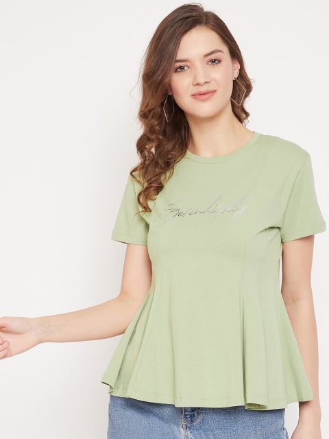 

Octave Women Green Solid Peplum Top