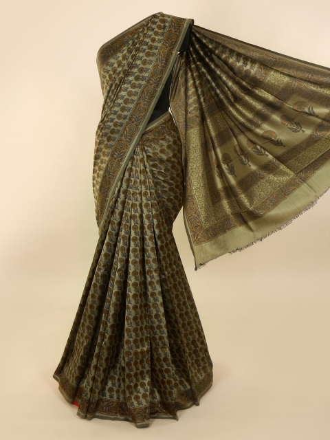 

Pothys Green Pure Silk Woven Design Bagh Saree