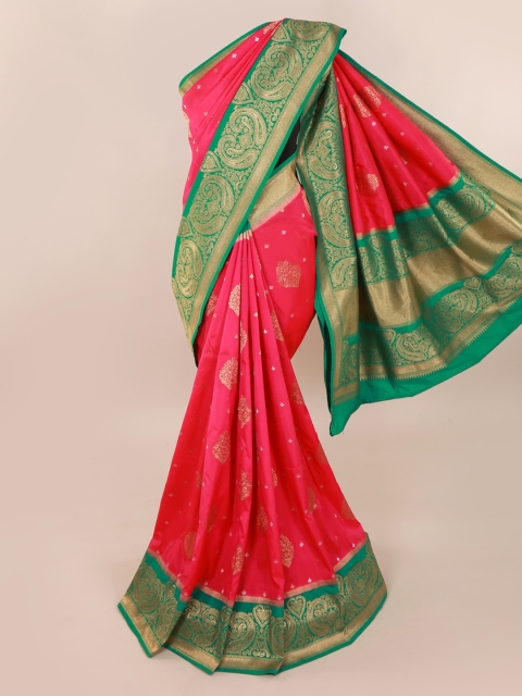 

Pothys Pink & Green Pure Silk Woven Design Saree