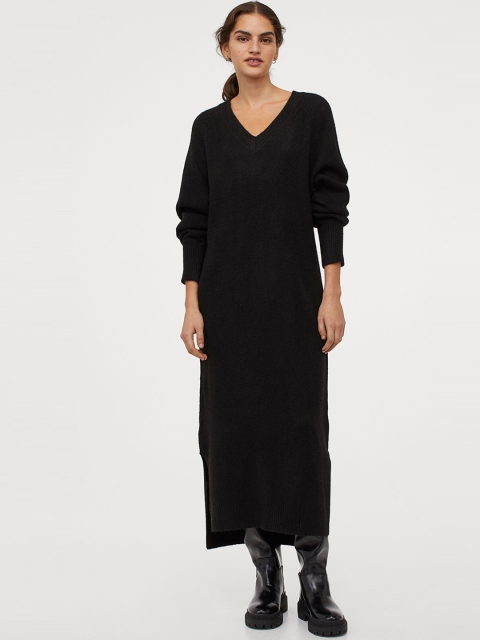 

H&M Women Black Solid Knitted Sustainable Dress