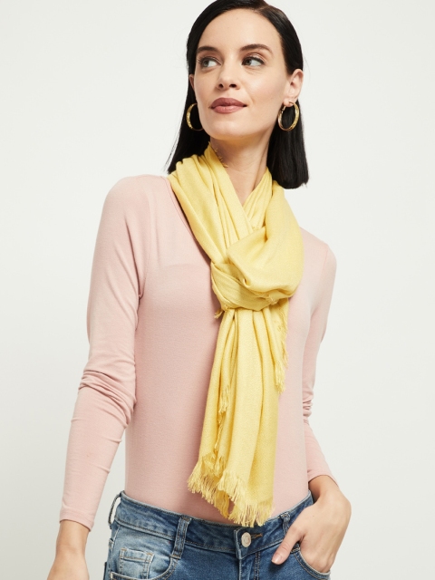 

max Women Yellow Self Design Scarf