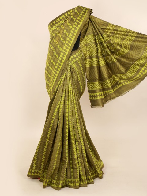 

Pothys Green Printed Pure Silk Saree