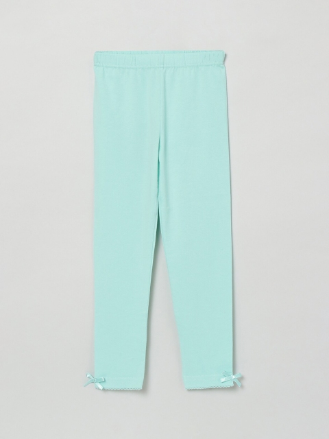 

max Girls Turquoise Blue Solid Ankle-Length Leggings