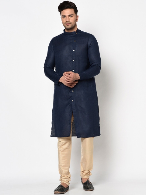 

TABARD Men Navy Blue Angrakha Kurta