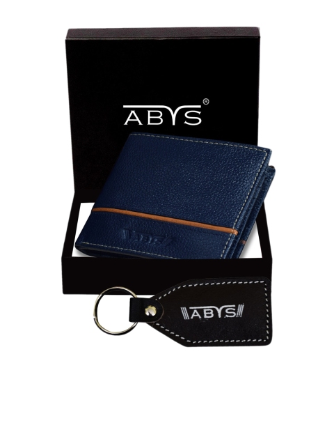 

ABYS Men Solid Leather Accessory Gift Set, Blue