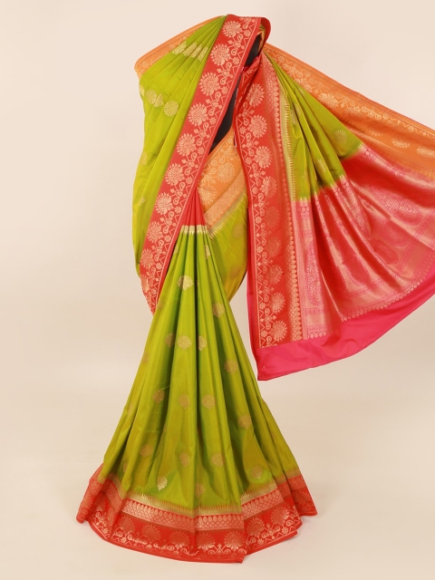 

Pothys Green & Gold-Toned Pure Silk Woven Design Saree