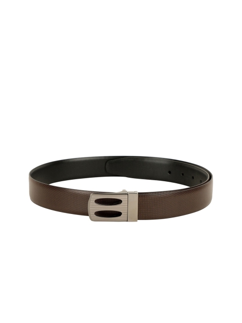 

ZEVORA Men Brown & Black Textured Reversible Belt