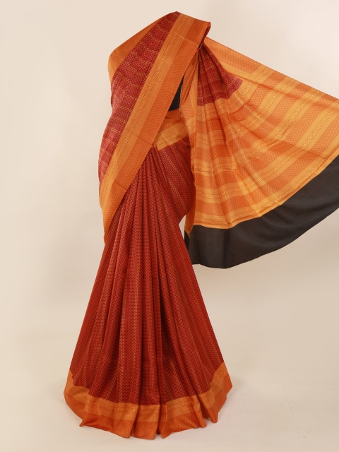 

Pothys Maroon Pure Silk Printed Bagh Saree
