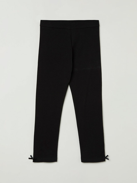 

max Girls Black Solid Ankle-Length Leggings