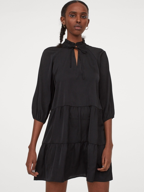 

H&M Women Black Solid A-line dress