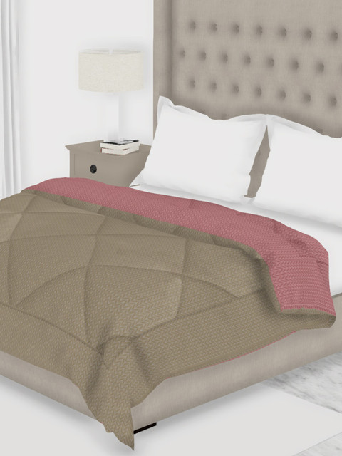 

BIANCA Taupe & Pink Geometric AC Room 150 GSM Double Bed Comforter