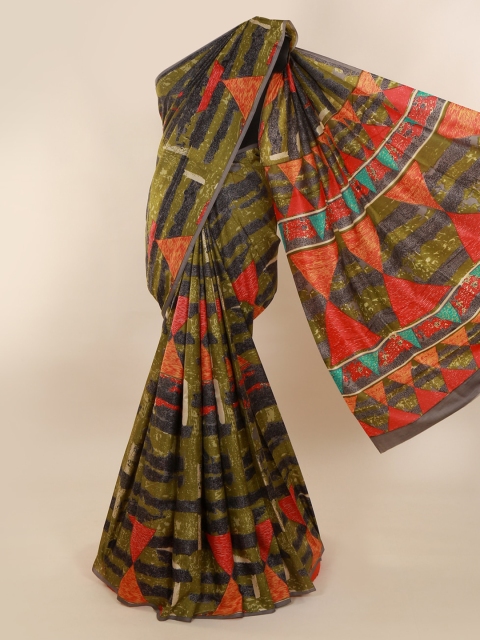

Pothys Green Pure Silk Checked Bagh Saree
