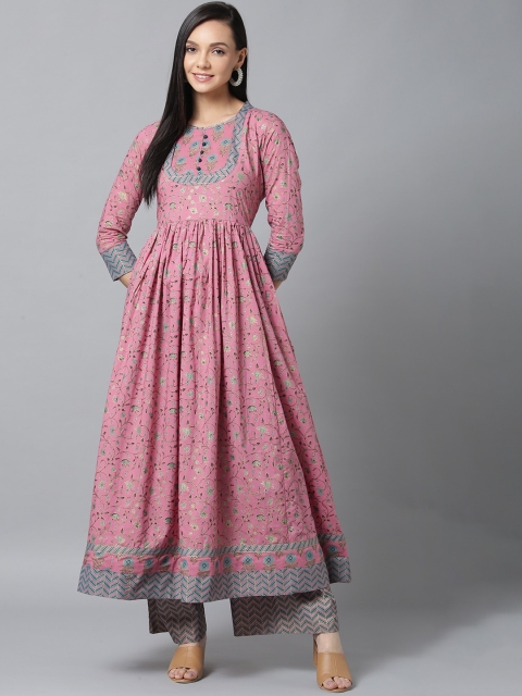 

Yufta Women Pink Printed Anarkali Kurta