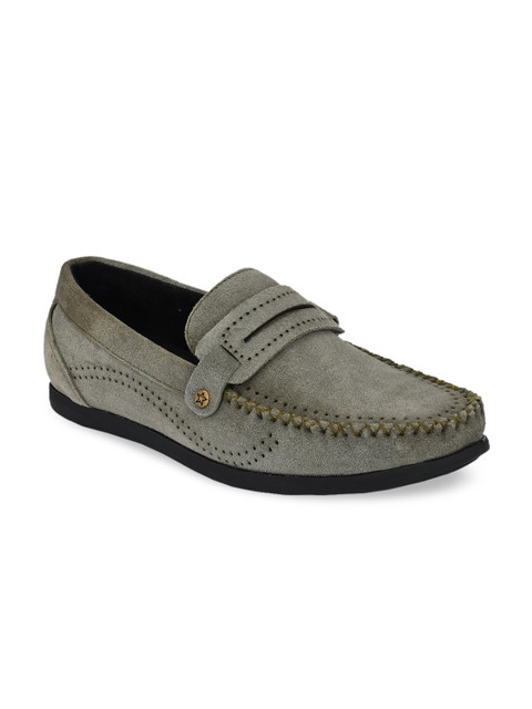 

Ferraiolo Men Sea Green Solid Leather Loafers