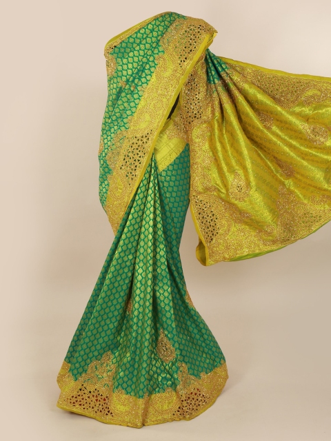 

Pothys Green Pure Silk Woven Design Kanjeevaram Saree