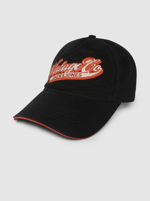 

Jack & Jones Men Black & White Embroidered Baseball Cap
