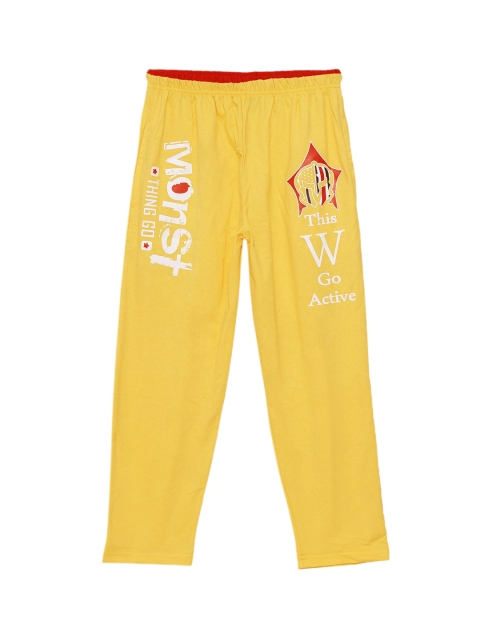 

SWEET ANGEL Boys Yellow & White Solid Straight-Fit Track Pants