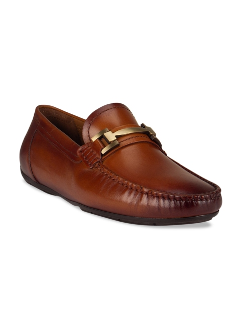 

ROSSO BRUNELLO Men Tan Brown Solid Leather Formal Loafers