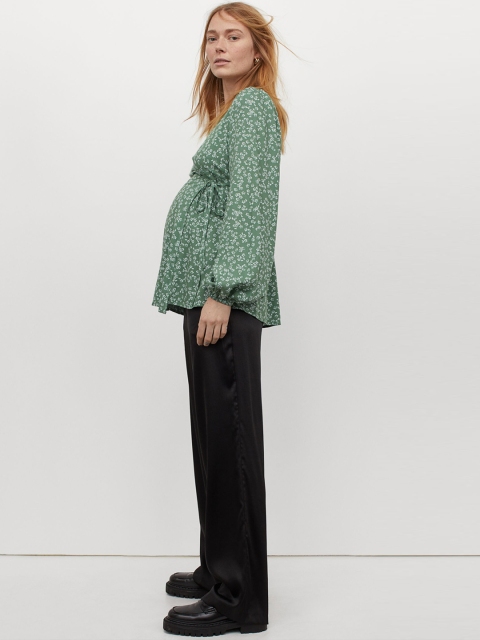 

H&M Women Green MAMA Wrapover Blouse