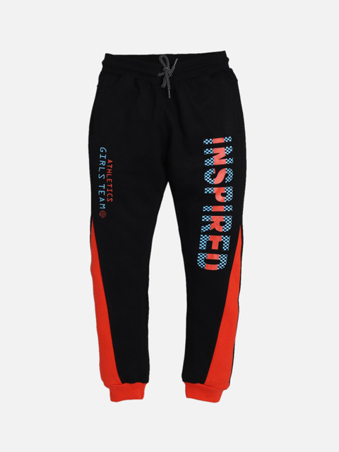 

TAMBOURINE Girls Black & Red Printed Joggers