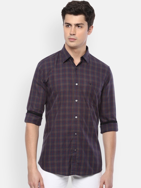 

Van Heusen Sport Men Purple & Beige Slim Fit Checked Cotton Casual Shirt