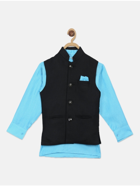 

Blue Giraffe Boys Blue Solid Shirt with Trousers