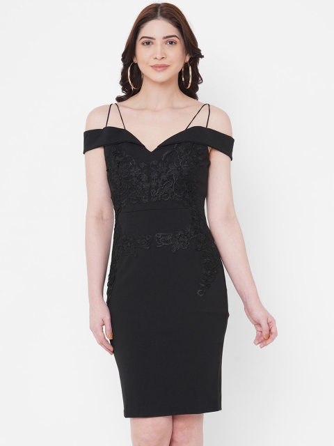 

bebe Women Black Solid Sheath Party Dress